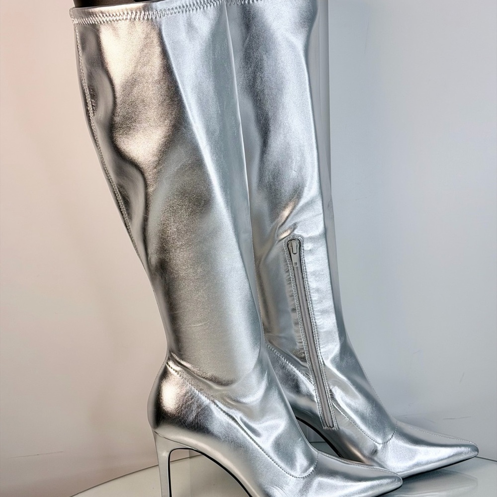 Silver Knee-High Boots
